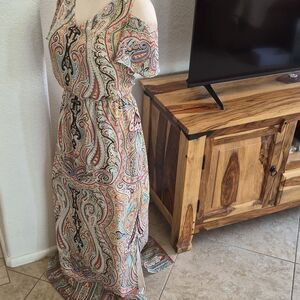 Chico's, Drape Short Sleeve, Cold Shoulder, Maxi Dress